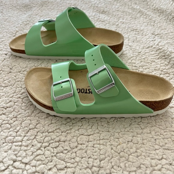 Brand New Birkenstock Arizona Sandals Electric Metallic Mineral Light Green 36 - Picture 3 of 8